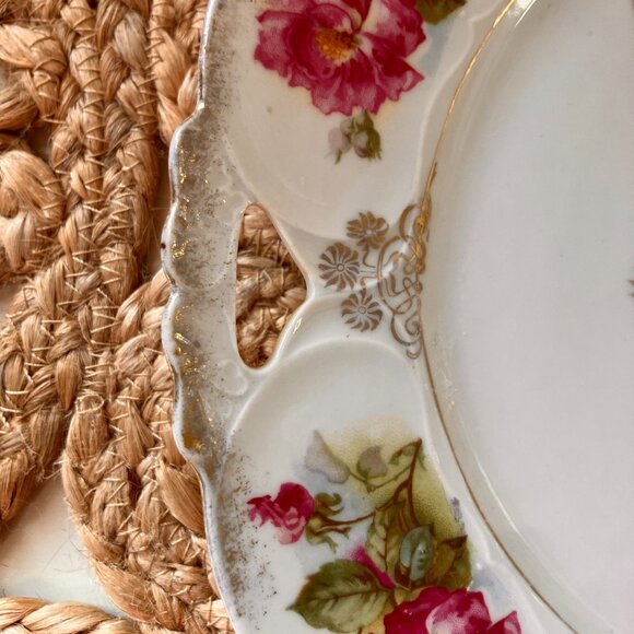 Vintage 1930's Give Us This Day Our Daily Bread Cake/Wall Plate - Pink Roses - Picture 4 of 10